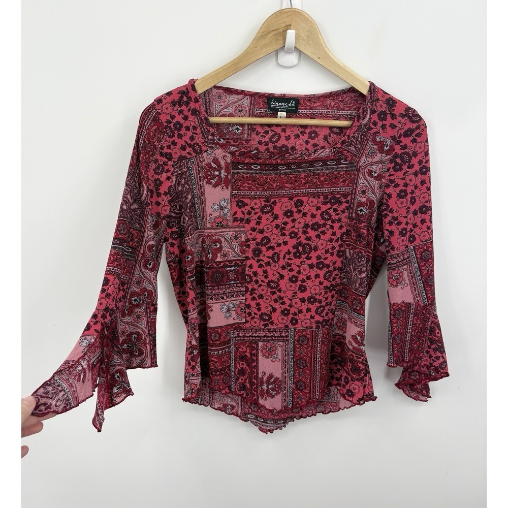 Vintage Y2K Top Large Patchwork Flare Sleeve Fairy Festival Boho Floral Whimsy